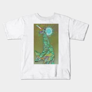 Fractal Diamond Llama Unicorn Kids T-Shirt